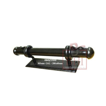 Hand Forged Iron Door Pull Handle on Plate Snake-Tail design Black Powder Coated 300mm  #2845 - Image 3