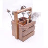 Stainless Steel Bar Cutlery Set with Brown Wooden Handles with Leather Pouch Bag - 1 Set of 5 PCS #3832 - Image 5