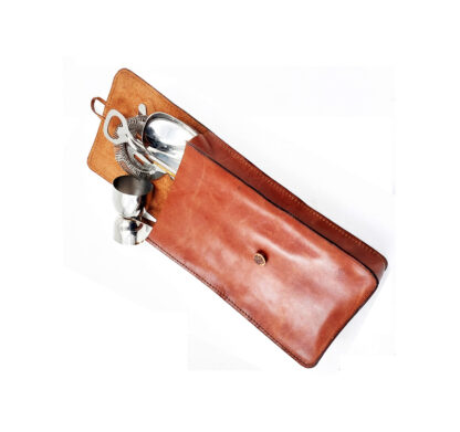 Stainless Steel Bar Cutlery Set with Brown Wooden Handles with Leather Pouch Bag - 1 Set of 5 PCS #3832 - Image 7