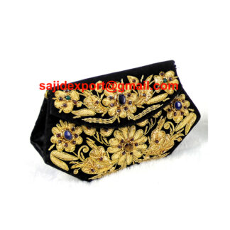 Zari Embroidery Handwork Golden Silk Hand-Bag Clutcher Girls Ladies Purse 200mm #5098
