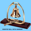 Brass Marine Nautical Desk Bell with Hammer with Hanging Stand  # 35512