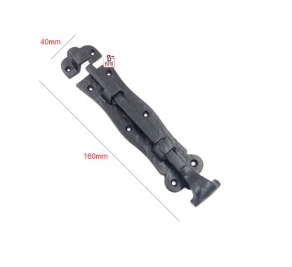 Cast Iron Door Bolt Scroll Style Black powder coated, Surface Mounted Door Bolt, Sliding Door Lock, Lock Bolts for Securing Internal Doors for Bedrooms, Bathrooms, Storage Units and Cupboards 160mm #1203 - Image 2