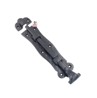 Cast Iron Door Bolt Scroll Style Black powder coated, Surface Mounted Door Bolt, Sliding Door Lock, Lock Bolts for Securing Internal Doors for Bedrooms, Bathrooms, Storage Units and Cupboards 160mm #1203