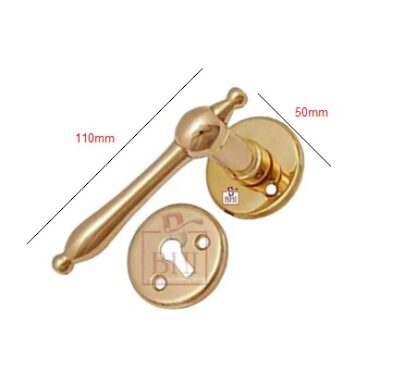 Brass Door Handle on Rosette Manivela para puerta Polished Brass Pullido Brillo Satinado 110mm # 5089 - Image 2