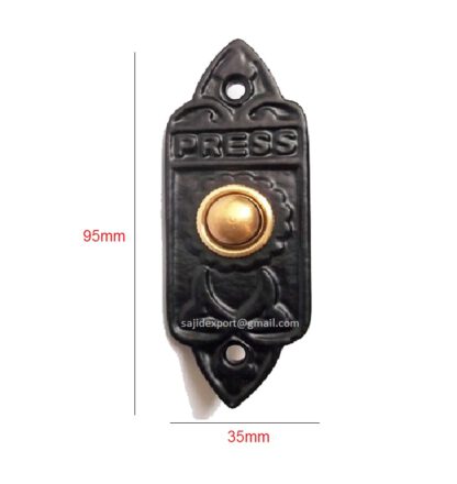 Cast Iron Door Bell Button Oblong Press 95mm #1044 - Image 2