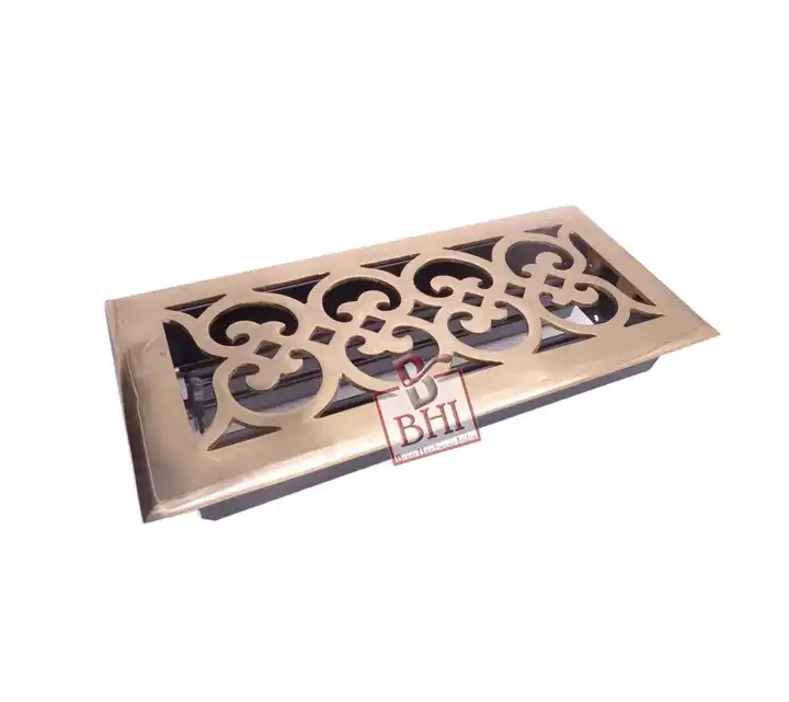 Brass Metal Heavy Duty Walkable Floor Register Easy Adjust Air Supply Lever Floor Vents - Seattle Design - Vent Cover for Home Floor 290mm #1341