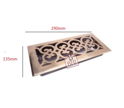 Brass Metal Heavy Duty Walkable Floor Register Easy Adjust Air Supply Lever Floor Vents - Seattle Design - Vent Cover for Home Floor 290mm #1341 - Image 4