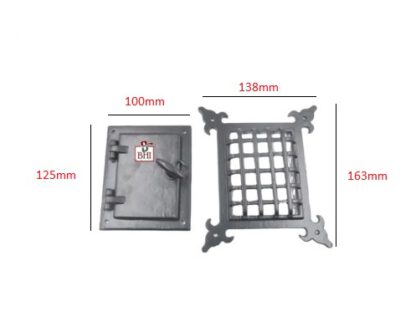 Cast Iron Speak-Easy Door Grill with Small Window Grill Set Fleur de Lys design 125x100mm ,138x163mm#1546 - Image 3