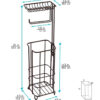 Wrought Iron Pedestal Toilet Paper Holder with Shelf Storage, Free Standing Bathroom Toilet Tissue Paper Roll Holder with Shelf Mobile Phone Wipe Rolls, Black 25" #5018 - Image 4