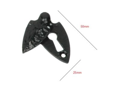 Cast Iron Victorian Standard Profile Keyhole Closed Covered Lock Swing Cover Plate Escutcheon Black Powder Coated 55mm #2510 - Image 2