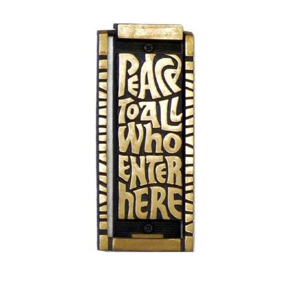 Brass Door Knocker 'Peace To All Who Enter' 170mm #2692