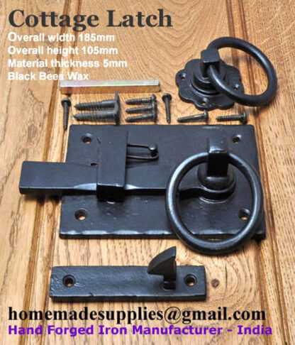 Hand Forged Iron Spring Gate Latch Set 215mm #1012