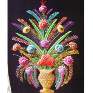 Zari Embroidery Handwork Embroidery Wall Decor Panels Flower Vase design #33015
