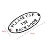 Cast Iron "PLEASE USE THE BACK DOOR" Sign - Printed contemporary design. Easy to read, informative polite notice for your guests/customers. Global shipping. Cast Iron "BEWARE OF THE WIFE" Oval Sign Plaque Door Wall Fence Post Cafe Shop Pub Hotel Bar Work B/White Vintage Finish 175mm #3545 - Image 2