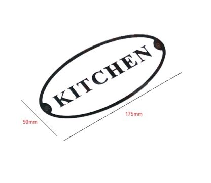 Cast Iron "KITCHEN" Oval Sign Plaque Door Wall Fence Post Cafe Shop Pub Hotel Bar Work B/White Vintage Finish 175mm #3546 - Image 2