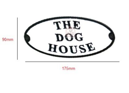 Cast Iron "THE DOG HOUSE" Oval Sign Plaque Door Wall Fence Post Cafe Shop Pub Hotel Bar Work B/White Vintage Finish 175mm #3548 - Image 2