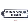 Cast Iron Please "Mind Your Head" Sign Plaque Black Garden Garage Safety Work Cast Iron "Mind Your Head" Sign Plaque Door Wall Cafe Shop Pub Hotel Bar Work B/White Vintage Finish  180mm #3778 - Image 2