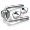 Stainless Steel Door Handle On Rose With Keyhole 135mm #4065 - Image 4