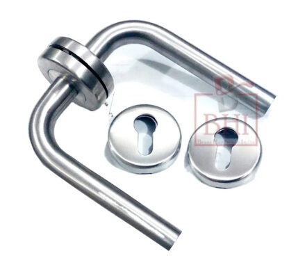 Stainless Steel Door Handle On Rose With Keyhole 135mm #4065