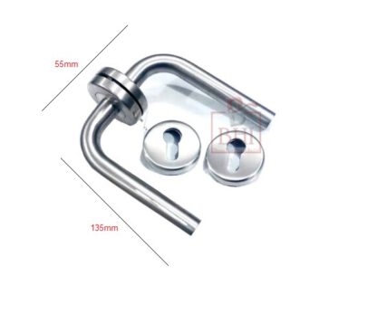 Stainless Steel Door Handle On Rose With Keyhole 135mm #4065 - Image 2