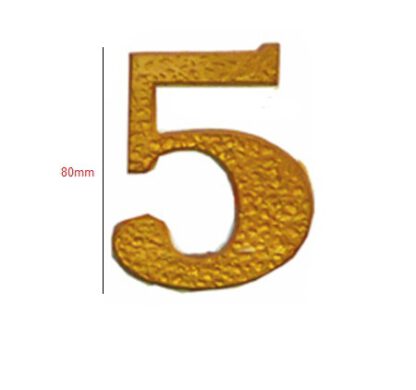 Cast Iron "NO.5" Door House Numbers and Street Address Plaques Numbers for Residence and Mailbox Signs Polish Brass Finish 80mm #501 - Image 2