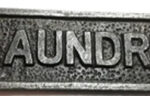 Cast Iron "LAUNDRY " Sign Plaque Door Wall Cafe Shop Pub Hotel Bar Work Natural Lacquer Vintage Finish 150mm #5032
