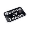 Cast Iron "BEWARE OF THE TRAINS" Sign Plaque Door Wall Fence Post Cafe Shop Pub Hotel Bar Work B/White Vintage Finish 125mm #508 - Image 3