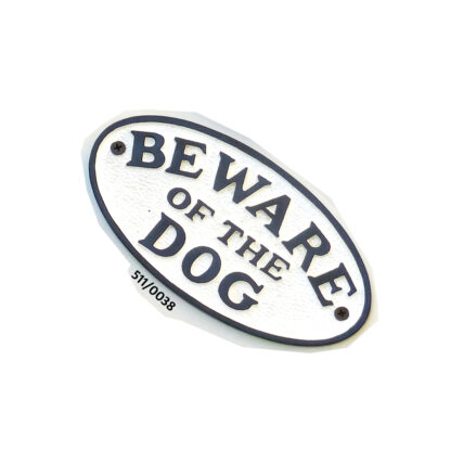 Cast Iron "BEWARE OF THE DOG" Oval Sign Plaque Door Wall Fence Post Cafe Shop Pub Hotel Bar Work B/White Vintage Finish 175mm #511 - Image 3