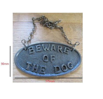 Cast Iron "BEWARE OF THE DOG" Oval Sign Plaque Door Wall Fence Post Cafe Shop Pub Hotel Bar Work B/White Vintage Finish 175mm #511 - Image 2