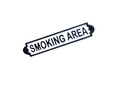 Cast Iron "SMOKING AREA" Door Sign Plaques It's a fun and attractive decoration for your house, cafe, kitchen, club, office, bar, restaurant, dorm, garage, and more! Vintage metal tin signs can also be the first choice for gift giving, very artistic B/White Finish 245mm #516