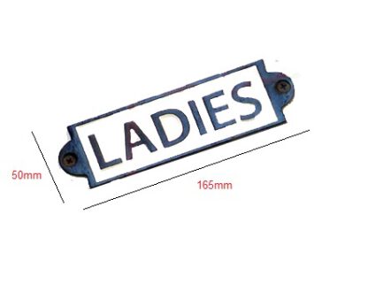 Cast Iron "LADIES" Toilet Sign Plaque Door Wall Cafe Shop Pub Hotel Bar Work B/White Vintage Finish 165mm #520 - Image 2
