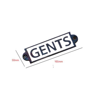 Cast Iron "GENTS" Toilet Sign Plaque Door Wall Cafe Shop Pub Hotel Bar Work B/White Vintage Finish 165mm #523 - Image 2