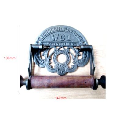 Cast Iron Traditional Design Borough of London WC1 Patent Pending Vintage Victorian Mounted Toilet LOO Roll Holder Natural Finish 190mm #6349 - Image 5