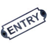 Cast Iron "ENTRY" Sign Plaque Door Wall Fence Post Cafe Shop Pub Hotel Bar Entre B/White Vintage Finish 150mm #845