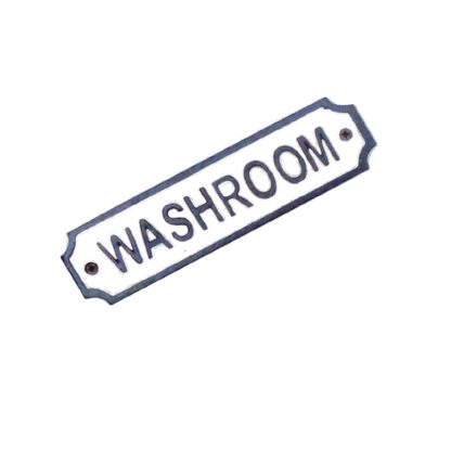Cast Iron "WASHROOM " Door Sign Plaques for School, Home, Hotel, Office, Store, Parking, Restaurant Natural Lacquer Finish 150mm #847 - Image 3