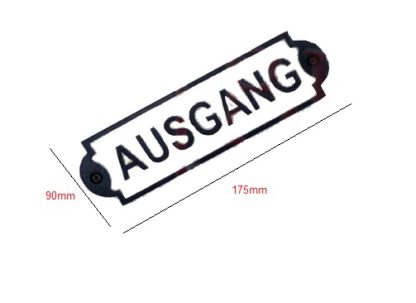 Cast Iron "AUSGANG " Sign Plaque Door Wall Cafe Shop Pub Hotel Bar Work B/White Vintage Finish 175mm #849 - Image 2