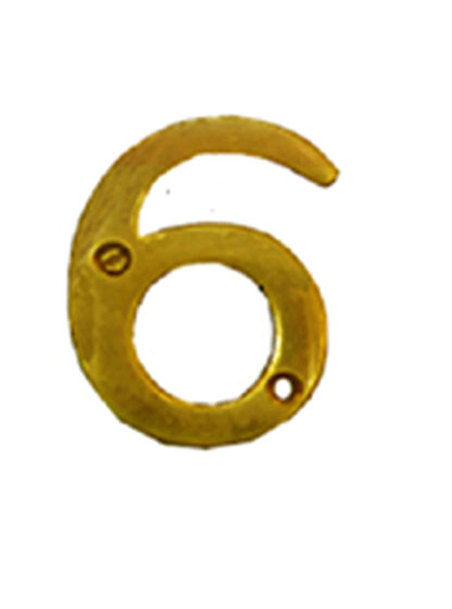 Brass "NO.6" Door House Numbers and Street Address Plaques Numbers for Residence and Mailbox Signs Polish Brass Finish  75mm #937