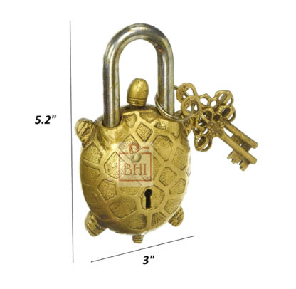 Brass Door Lock Handmade Turtle Design 130mm #2841 - Image 2