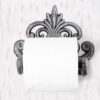Paper holder Fleur De Lis Cast Iron Toilet Paper Roll holder - European Vintage Design Silver with Black Finish 172mm #5015 - Image 2