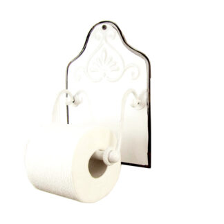 Antique Style Enamel Toilet Paper Holder Wall Mount Bathroom Hand Towel Bar Rustic Decor 7x9x3 Inch # 6327