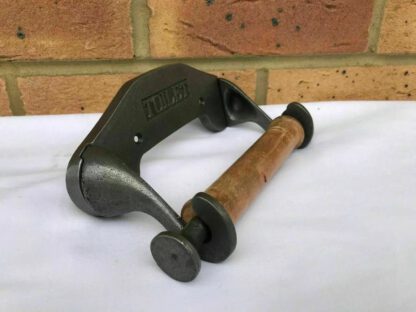 Cast Iron Toilet Roll Holder Wall Mounted Industrial Style Toilet Embossed – Cast Iron Toilet Paper Holder Wooden Loop Bathroom Accessories Natural Finish #5006 - Image 4