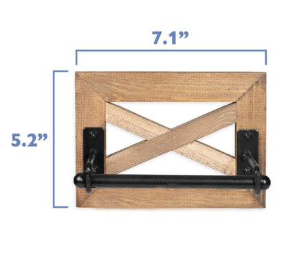 Iron Wood Farmhouse Toilet Paper Holder for Bathroom - Rustic Wood and Black Finish Wall Mount Toilet Roll Holder 175mm # 6328 - Image 2