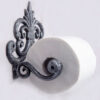Paper holder Fleur De Lis Cast Iron Toilet Paper Roll holder - European Vintage Design Silver with Black Finish 172mm #5015 - Image 6