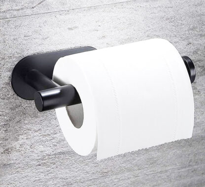 Cast Iron Self Adhesive Toilet Roll Holder Wall-Mounted Paper Holder for Bathroom - Toilet Paper Roll Holder Black Finish  160mm #6336 - Image 3