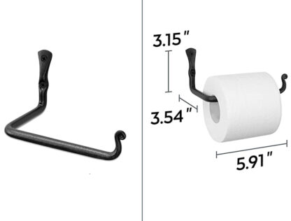 Wrought Iron Handmade Straight Decorative Toilet Paper Holder Decorative Black Toilet Paper Roll Hanger Decor Wall Mount Easy Installation 150mm #5004 - Image 3