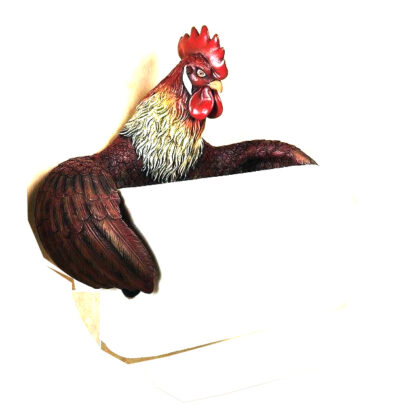 Novelty Rooster Design Toilet Roll Holder Metal Bathroom Decor Loo Roll Stand Storage Wall Mounted Toilet Roll Holder Bathroom Accessories Coloured Finish #6324 - Image 2