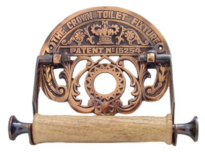 Cast Iron The Crown Toilet Fixture - Patent  N- 15254 Toilet Roll Holder - Wall Mounted - Victorian Style Toilet Paper Holder for Bathroom – Novelty Copper Antique Finish 190mm #6354