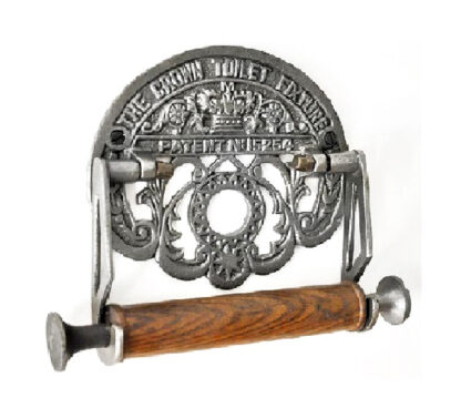 Cast Iron The Crown Toilet Fixture Toilet Roll Holder - Wall Mounted - Victorian Style Toilet Paper Holder for Bathroom – Novelty Natural Finish 190mm #6353