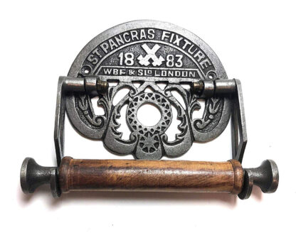 Cast Iron Toilet Roll Stpancras Fixture Traditional Toilet Roll Holder Cast Iron Wooden Roller Victorian Railway Station Vintage Design Wall Mounted Loo Roll Holder Railways Midland Hotel Natural Finish 190mm #6348