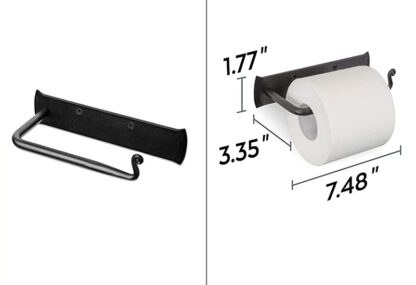 Cast Iron Self Adhesive Toilet Roll Holder Wall-Mounted Paper Holder for Bathroom - Toilet Paper Roll Holder Black Finish 190mm #5005 - Image 3